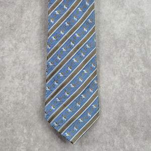 Karako Collection Blue‎ Stripe Floral Executive Geometric Silk Neck Tie Men's